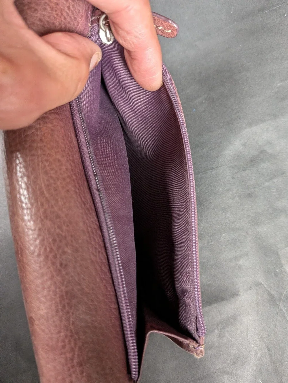 Fossil Wallet + Checkbook Genuine Leather: Eggplant